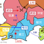 地図で見る井伊直虎をめぐる戦国時代勢力図　川中島から桶狭間まで